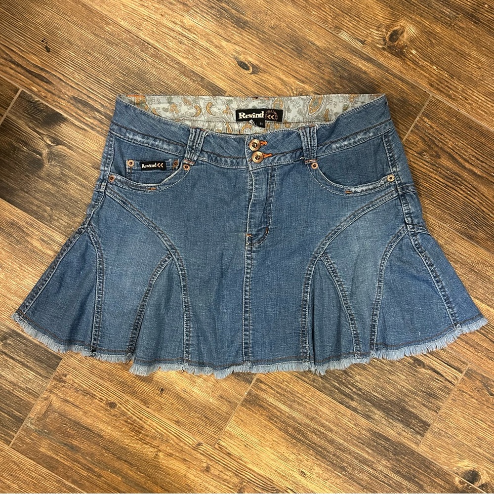 Rewind Y2K Denim Flare Mini Skirt | Size 11